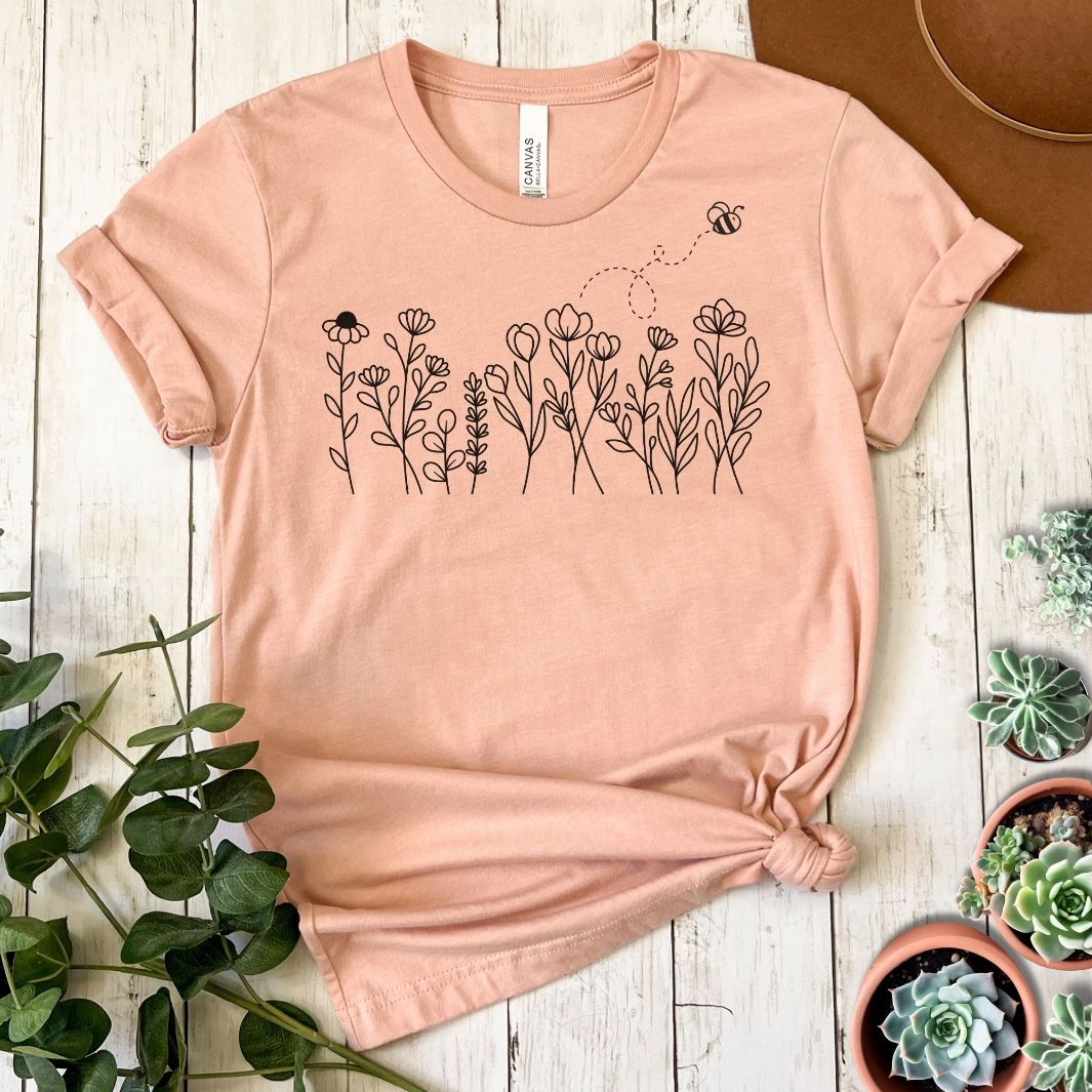 Wildflowers and Bee Short Sleeve Tee