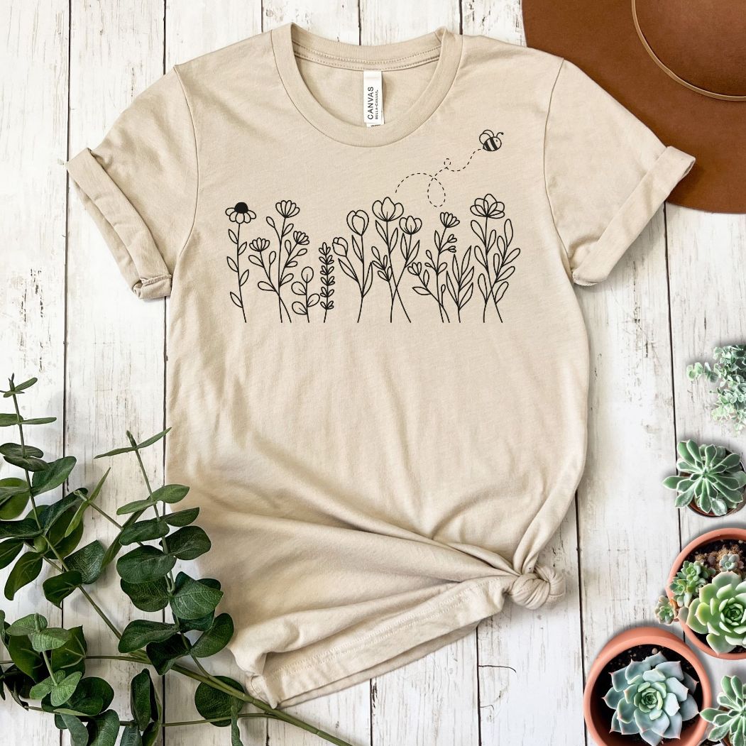 Wildflowers and Bee Short Sleeve Tee