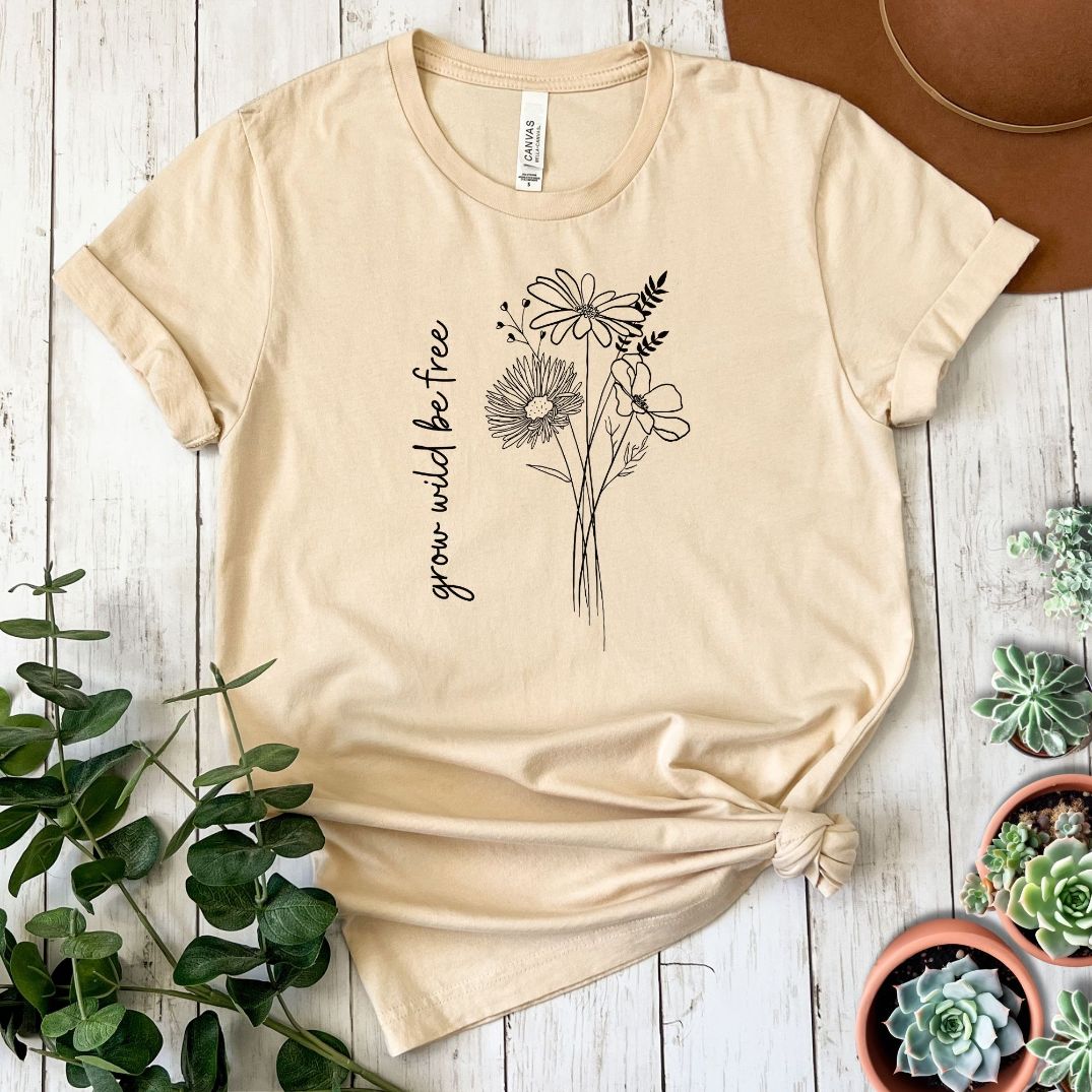 "Grow Wild Be Free" Wildflower Short Sleeve Tee