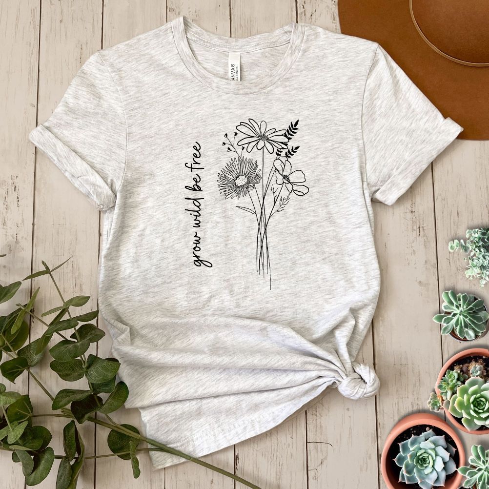 "Grow Wild Be Free" Wildflower Short Sleeve Tee
