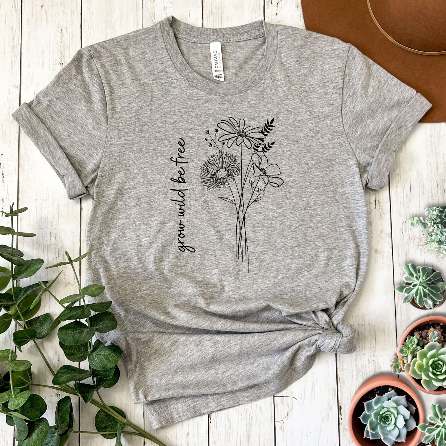 "Grow Wild Be Free" Wildflower Short Sleeve Tee