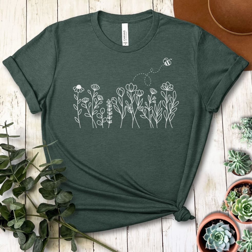 Wildflowers and Bee Short Sleeve Tee