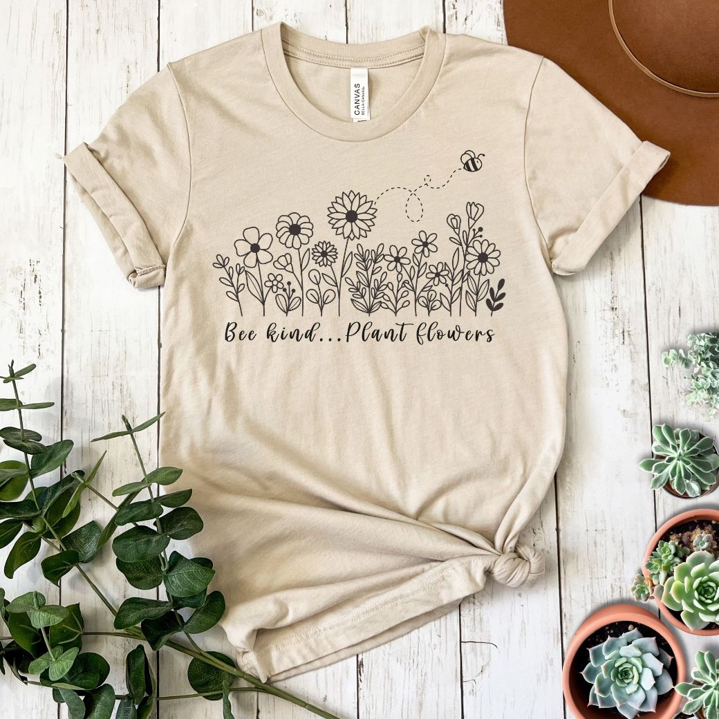 "Bee Kind Plant Flowers" Short Sleeve Tee