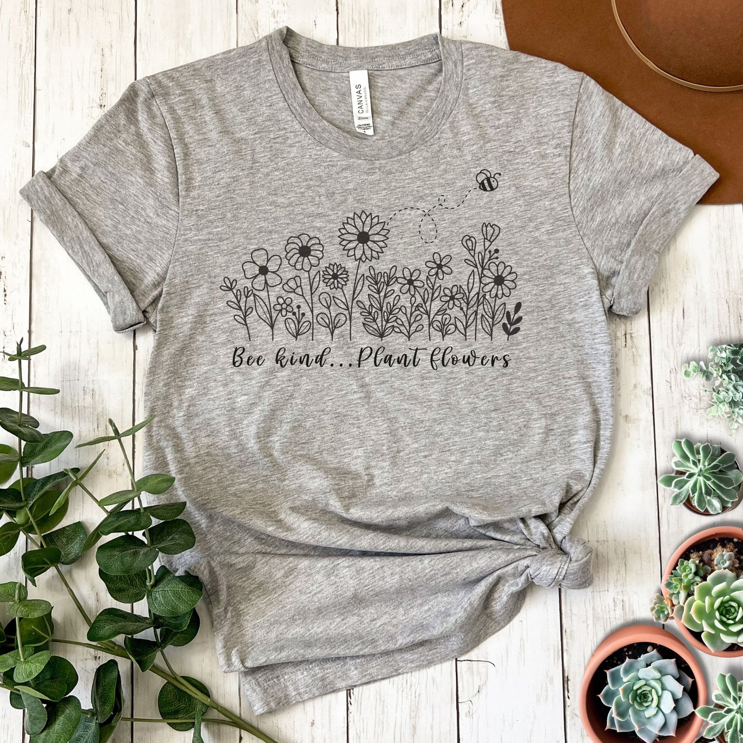 "Bee Kind Plant Flowers" Short Sleeve Tee