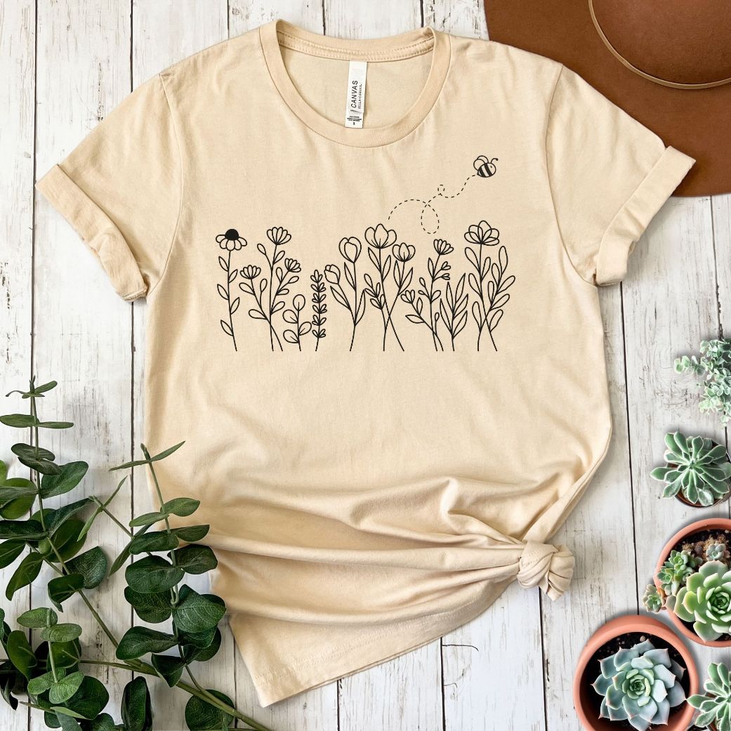 Wildflowers and Bee Short Sleeve Tee