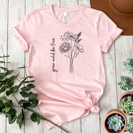 "Grow Wild Be Free" Wildflower Short Sleeve Tee