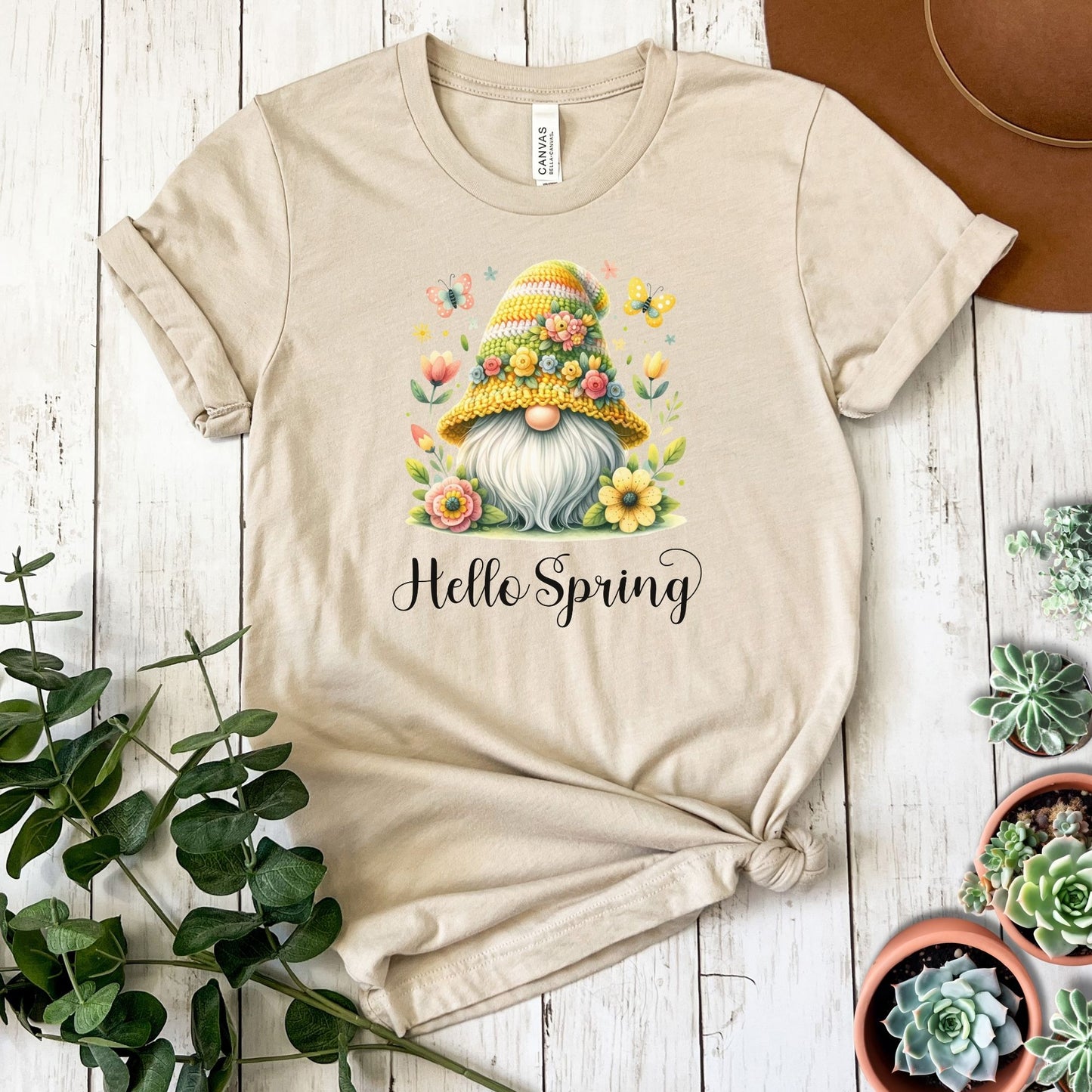 "Hello Spring" Gnome Short Sleeve Tee