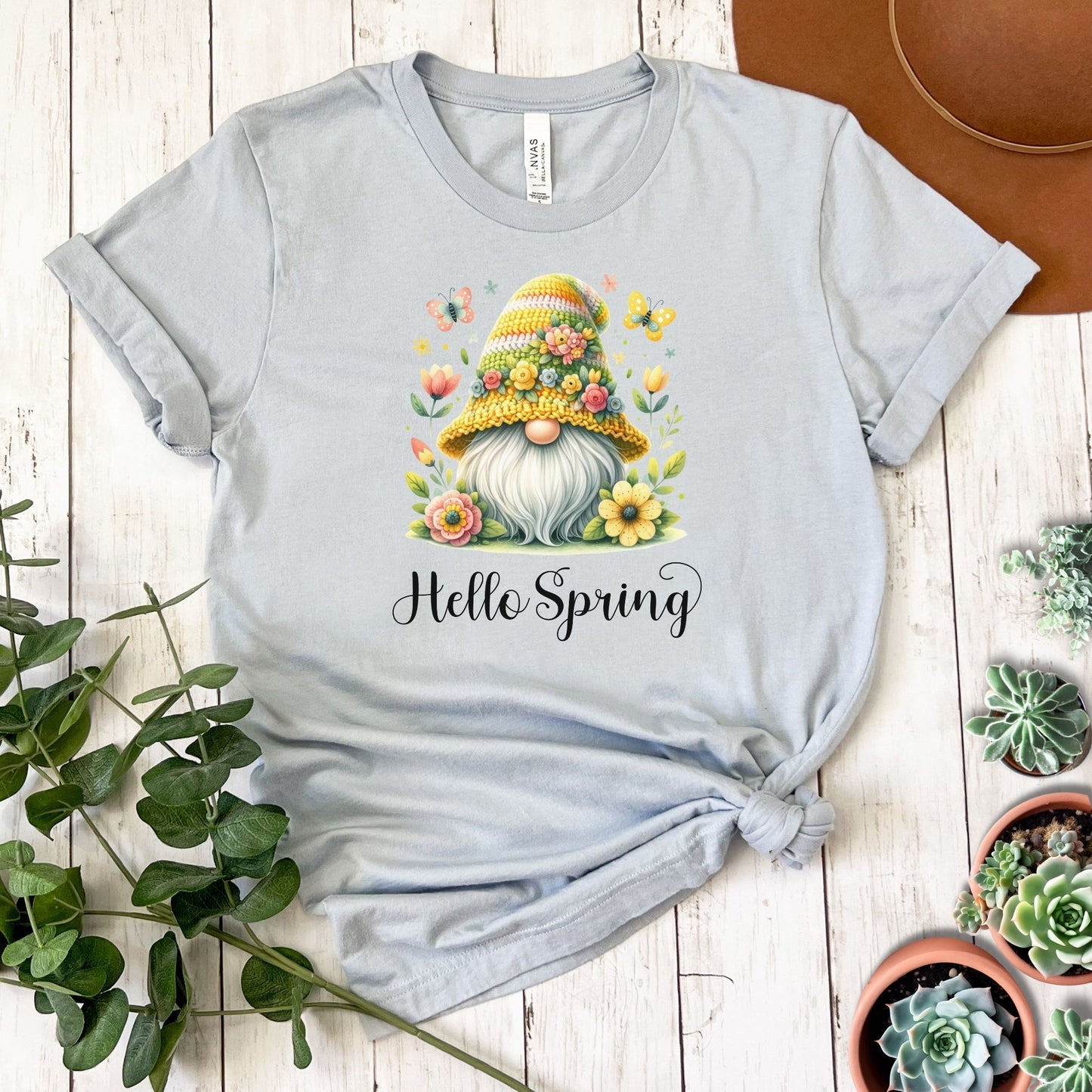 "Hello Spring" Gnome Short Sleeve Tee