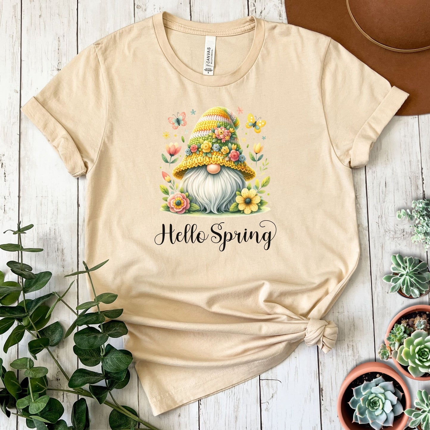 "Hello Spring" Gnome Short Sleeve Tee