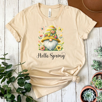 "Hello Spring" Gnome Short Sleeve Tee