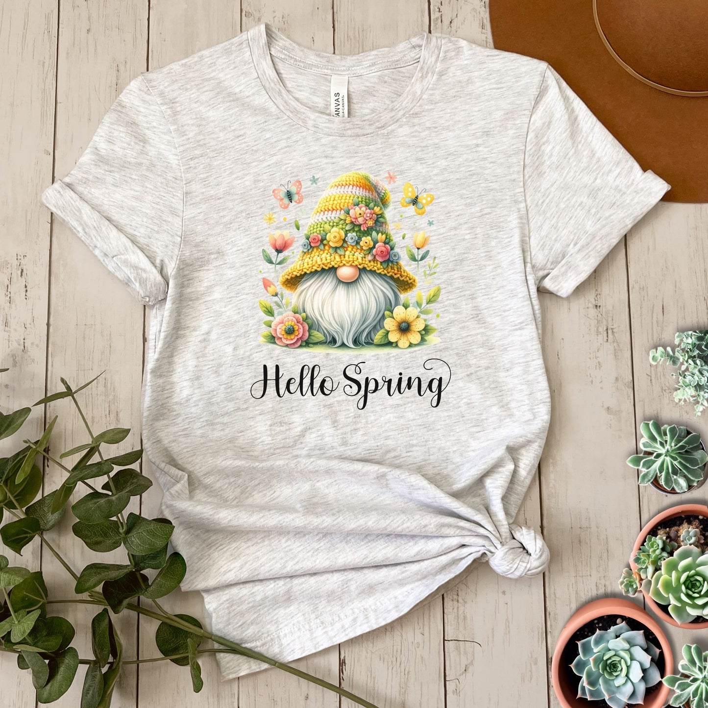 "Hello Spring" Gnome Short Sleeve Tee