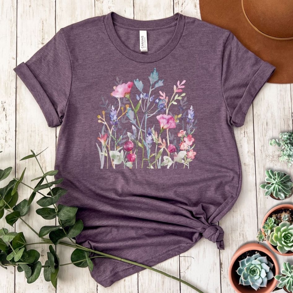 Watercolor Wildflowers Short Sleeve Tee