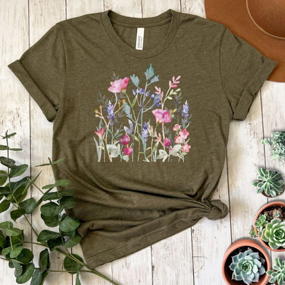 Watercolor Wildflowers Short Sleeve Tee