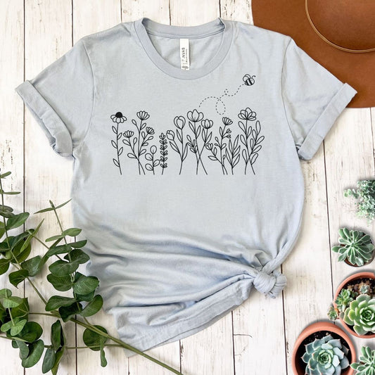 Wildflowers and Bee Short Sleeve Tee